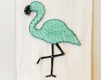 Flamingo string art wall decor, custom flamingo wooden sign, flamingo nursery wall sign, flamingo baby shower art, flamingo decor for party