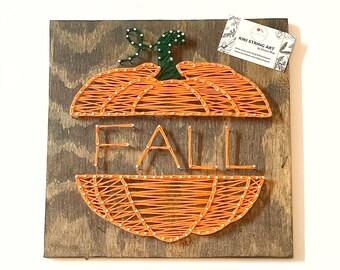 Pumpkin string art, string art pumpkin fall decor, pumpkin fall home decor, pumpkin wall art wooden sign, unique fall wall wood sign