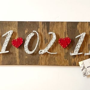 Wedding date string art sign, Engagement photo save the date sign, special date sign, elopement rustic sign, engagement announcement sign image 4