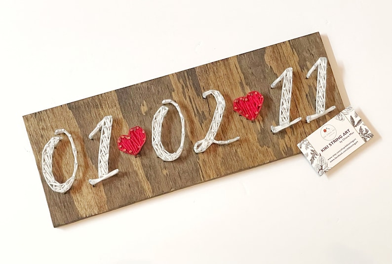 Wedding date string art sign, Engagement photo save the date sign, special date sign, elopement rustic sign, engagement announcement sign image 6