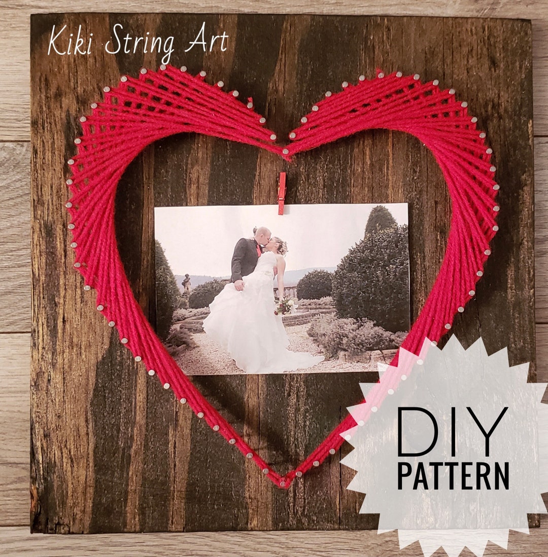 String Art Heart Pattern Printable, String Art Template, DIY Home Decor, Easy Craft for Adult ...