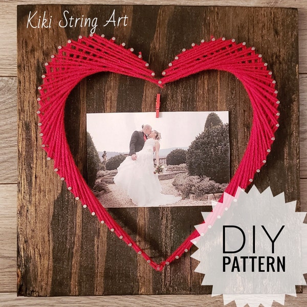 String art heart pattern printable, string art template, DIY home decor, easy craft for adult, DIY Mother’s Day gifts, DIY picture frame