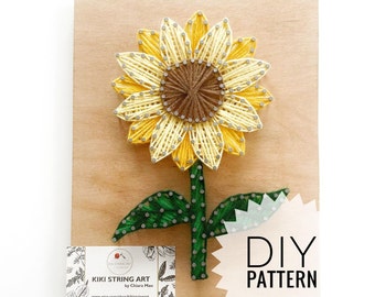 String Art Sunflower Template, DIY string art Sunflower pattern, Digital PDF Sunflower design, printable template sunflower diy wall art