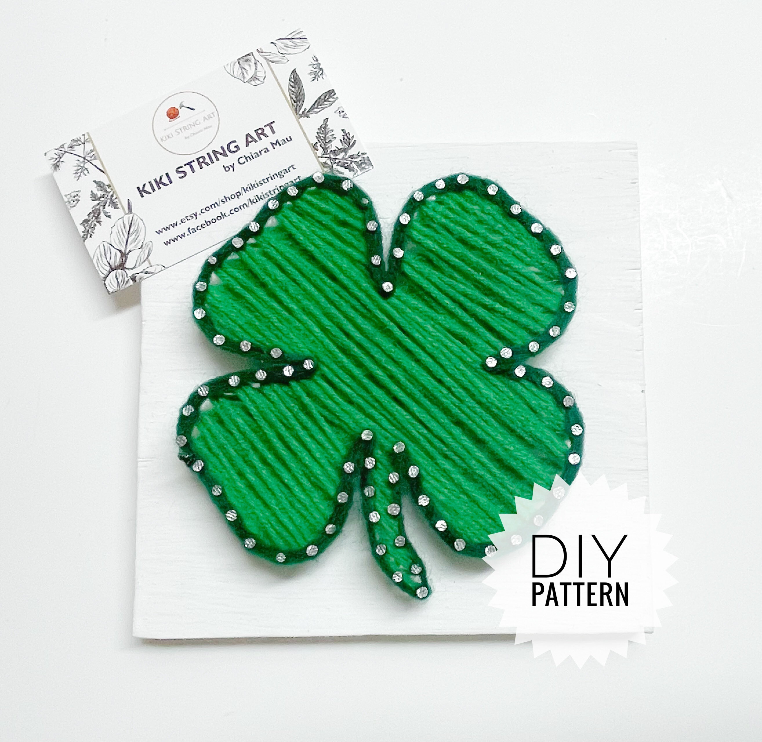 Four Leaf Clover String Art Pattern, Beginner DIY Craft (PDF