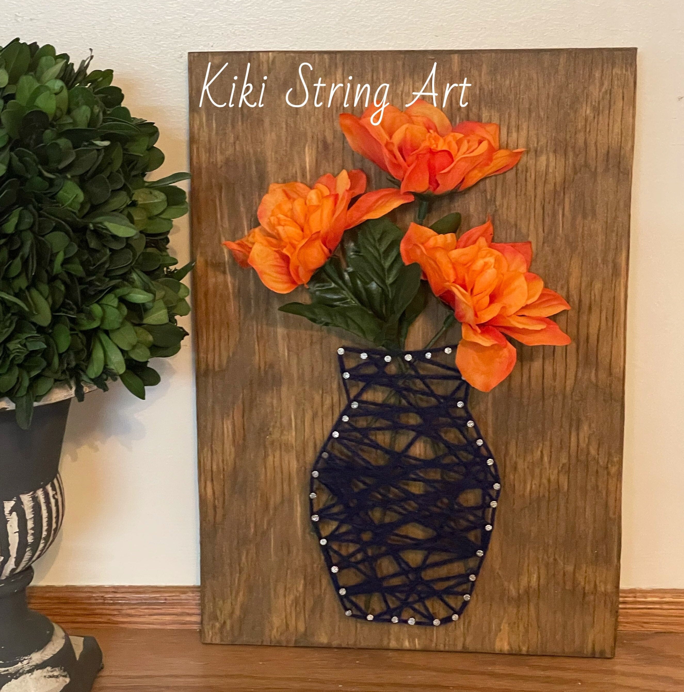 Floral Vase String Art Wall Hanging Flower Flower Wall Etsy