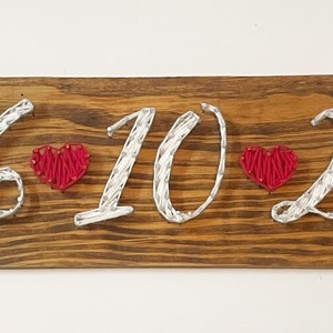 Wedding date string art sign, Engagement photo save the date sign, special date sign, elopement rustic sign, engagement announcement sign image 3