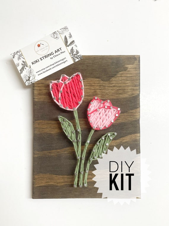 Tulips String Art Kit: DIY Spring Craft, Easter Project (6x8