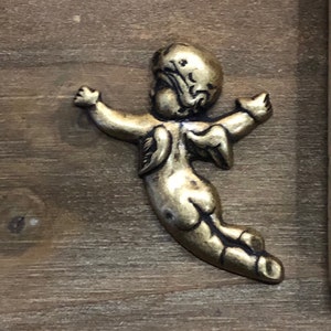 Cherub Backside Stamping, Finding. Solid Brass, USA Made.