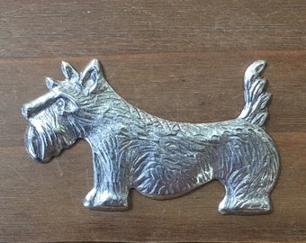 Scottish terrier with dog house on filigree spiral oval brass pin pendant brooch Scottie dog Westie B-Dog-204