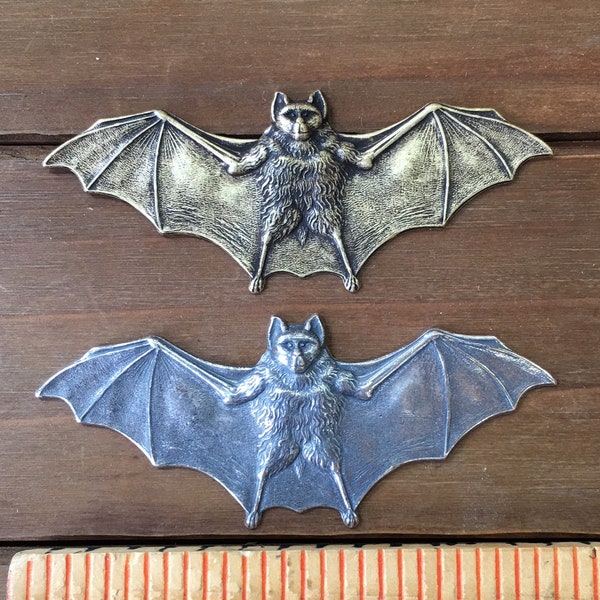 Bat, Bats, Vampire Stamping, Finding, Charm, Pendant, Solid Brass, USA Made.