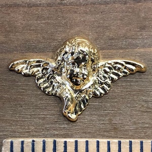 Cherub, Angel with Wings Stamping, Finding. Solid Brass, USA Made.