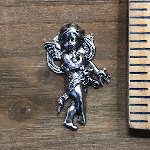 Cherub, Angel in Gown Stamping, Finding, Charm, Pendant Solid Brass, USA Made.