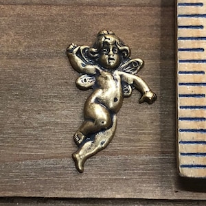 Cherub, Angel Stamping, Finding, Charm, Pendant, Solid Brass, USA Made.