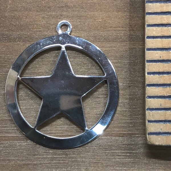 Star, Sheriff, Ranger, Lone Star Stamping, Finding, Charm. Solid Brass, USA Made.