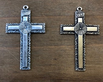 INRI Cross Pendant Stamping, Finding. Solid Brass, USA Made.