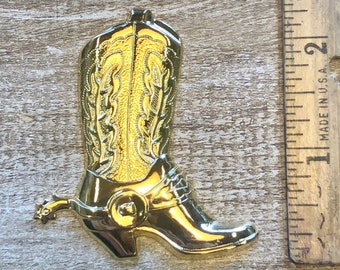 Extra Large Gold Cowboy Boot Stamping, Finding. Solid Brass, USA Made.