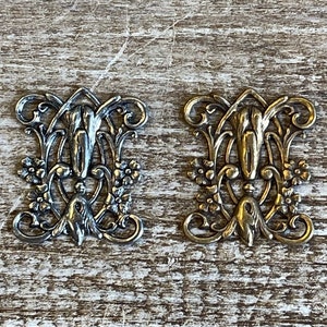 Victorian Floral Flower Lilly Stamping, Finding. Charm Pendant Solid Brass, USA Made.