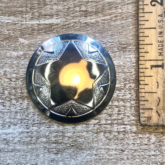 Silver Star Domed Concho Stamping, Finding, Charm. Solid