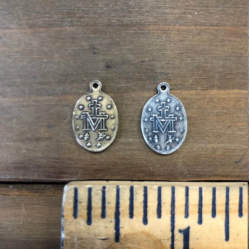 Solid Brass Finding USA Made. Small Mother Mary Medallion Pendant Stamping