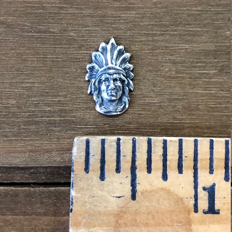 Small Native American Head Stamping Solid Brass Finding USA Made.