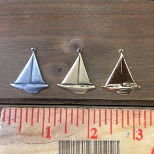 Sailboat, Catamaran Stamping, Charm , Finding, Charm Solid Brass, USA Made.