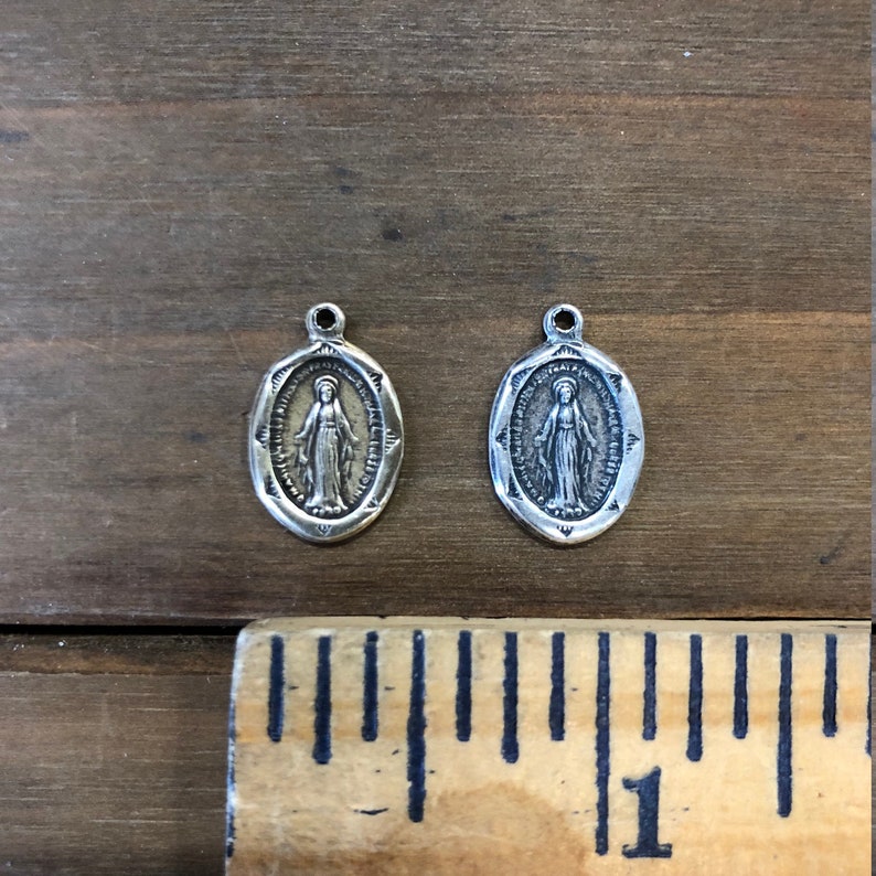 Solid Brass Finding USA Made. Small Mother Mary Medallion Pendant Stamping