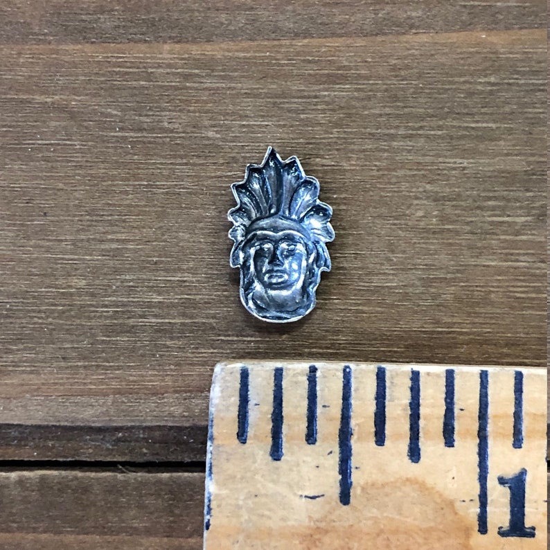 Small Native American Head Stamping Solid Brass Finding USA Made.