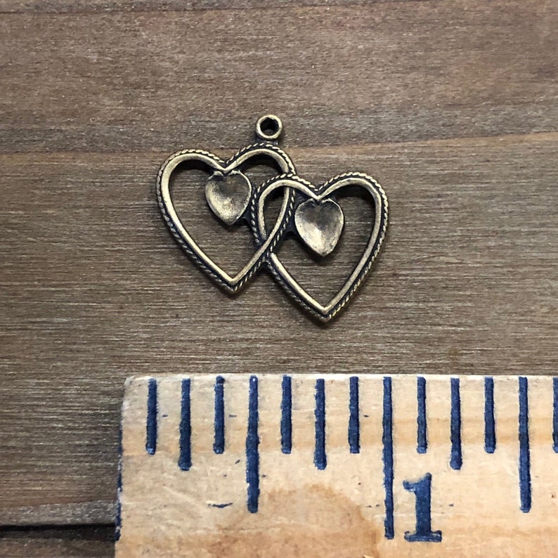 Pair of Hearts Stamping Solid Brass Finding USA Made.