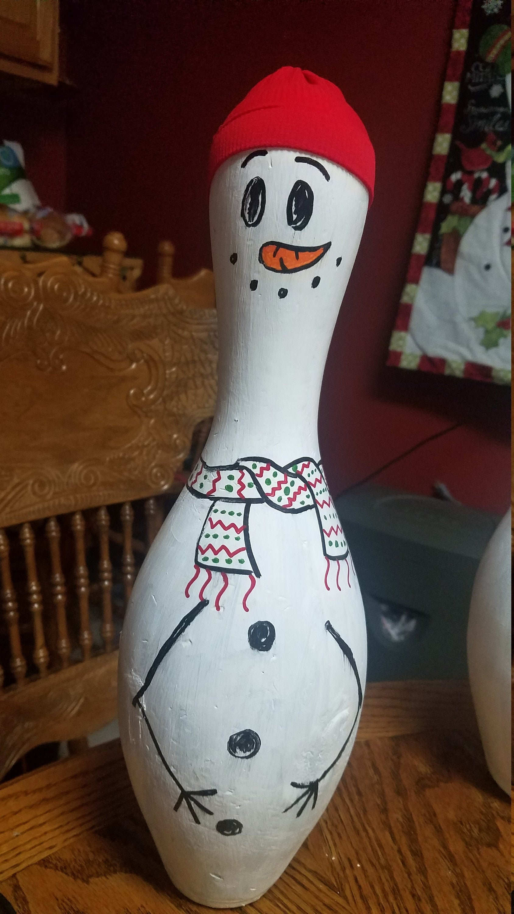 Snowman Bowling Pin Christmas Decoration Etsy