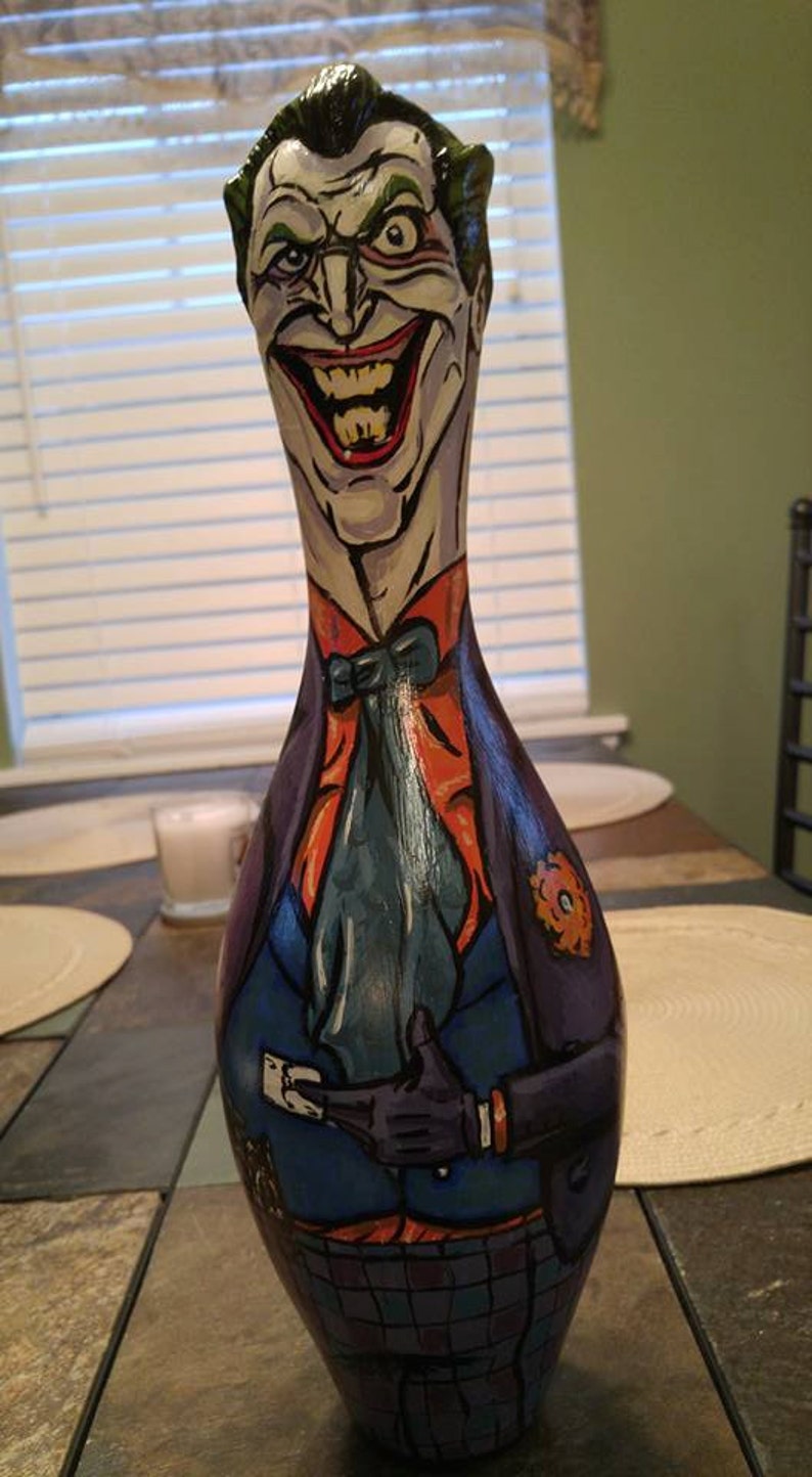 Joker Inspired Bowling Pin Sculpture Etsy
