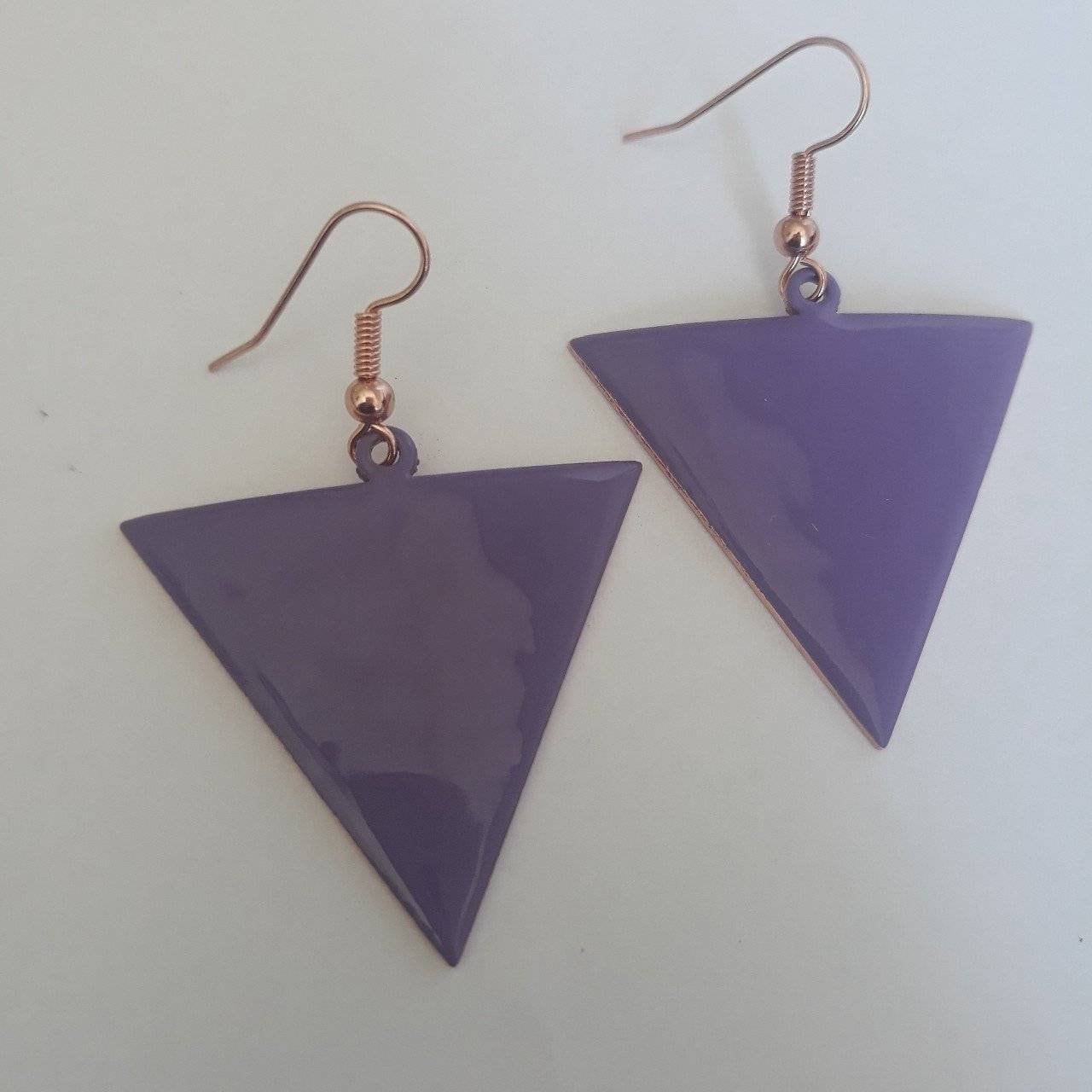 Purple triangle earrings