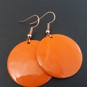 Orange Round Drop Earrings