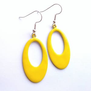 Yellow Hollow Oval Earrings