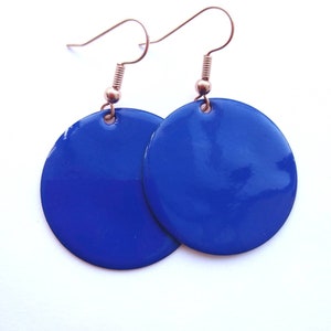 Dark Blue Round Drop Earrings