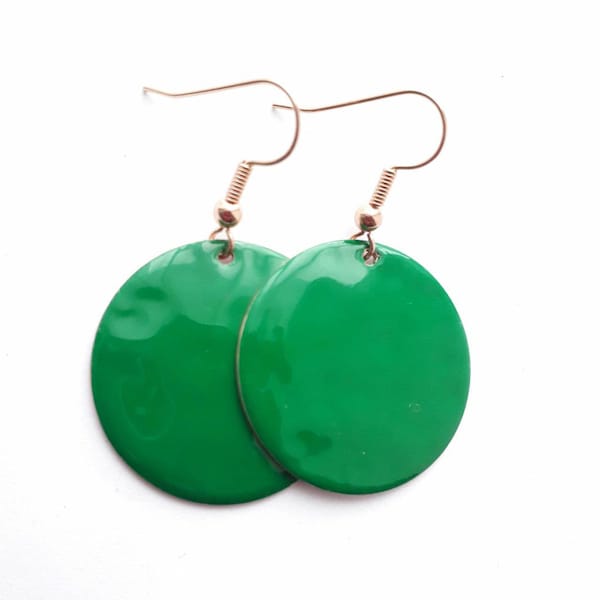 Green Round Drop Earrings