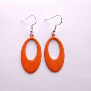 Orange Hollow Oval Earrings