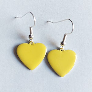 Yellow Heart Dangle Earrings