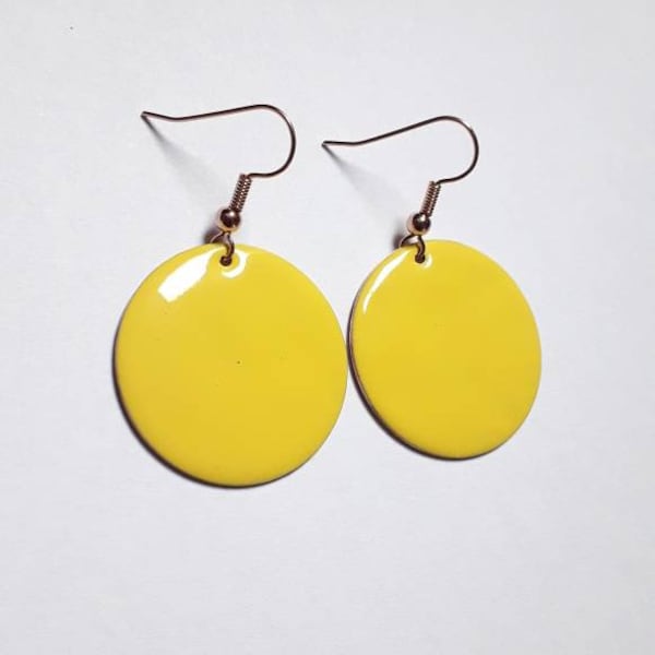 Yellow Round Drop Earrings