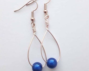 Royal Blue Swing Bead Earrings