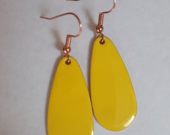 Yellow Oval Drop Earrings