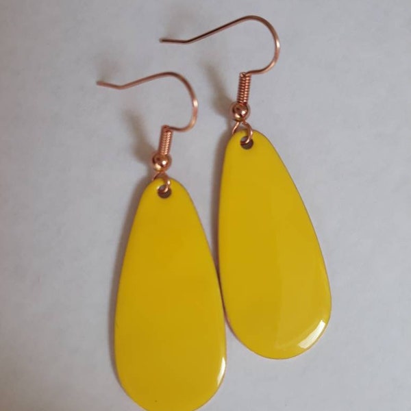 Yellow Oval Drop Earrings