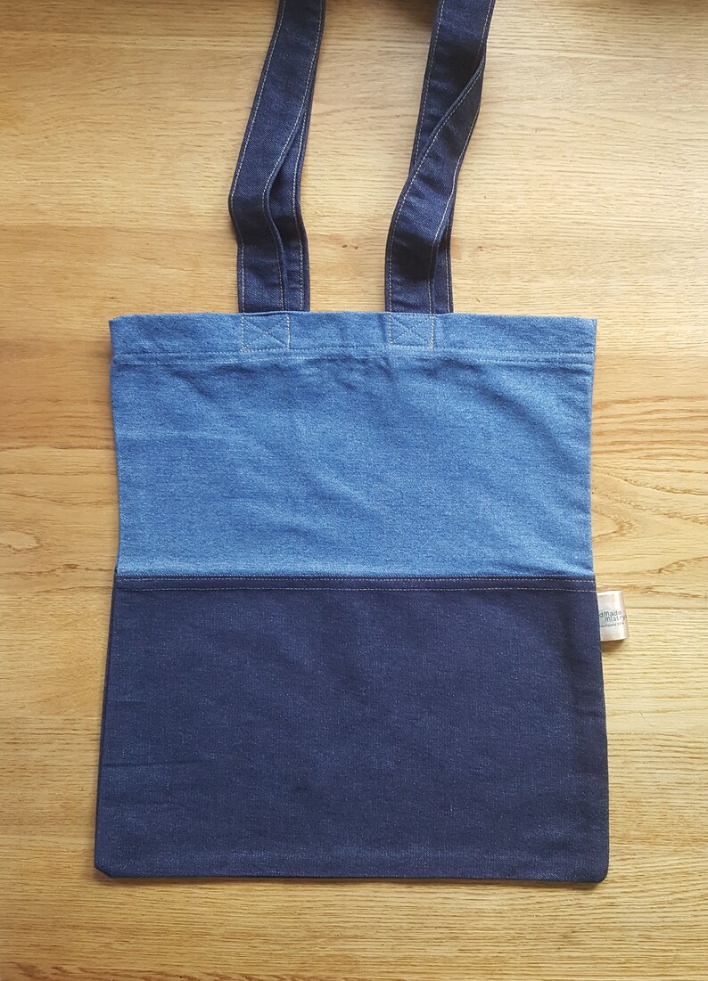 Blue Denim Tote Denim Bag Shopping Bag Etsy