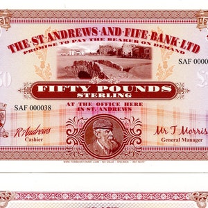 Banconota d&#39;arte da 50 sterline della St. Andrews and Fife Bank Ltd
