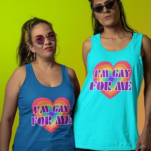 Rainbow Heart Gay for Me Men's Tank Top, Premium Quality, Pride Celebration Apparel, Thoughtful LGBTQ+ Gift