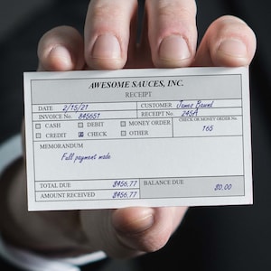 Business Card Sized Down Payment Receipts: Wallet-Sized, Editable .PDF Payment Acknowledgment Templates for Small Businesses