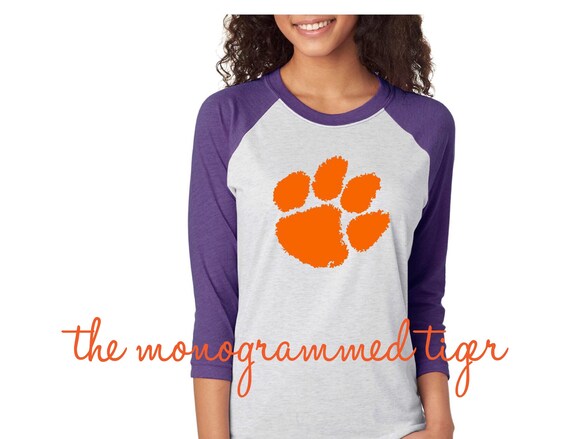 Womens Tiger Paw Raglan Shirt Clemson Football Clemson Baseball Clemson Basketball Clemson Softball