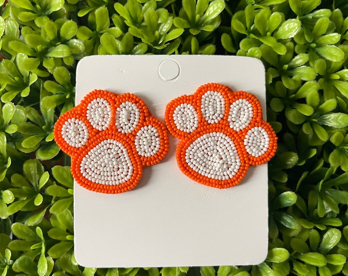 Beaded tigers earrings