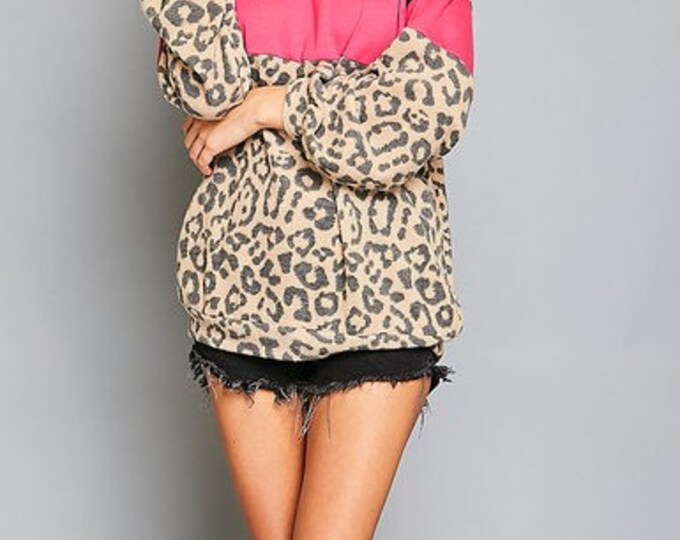 Leopard print block top