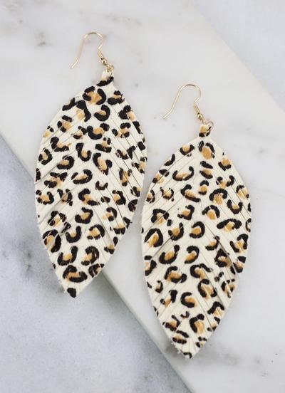 Leopard feather earrings sale