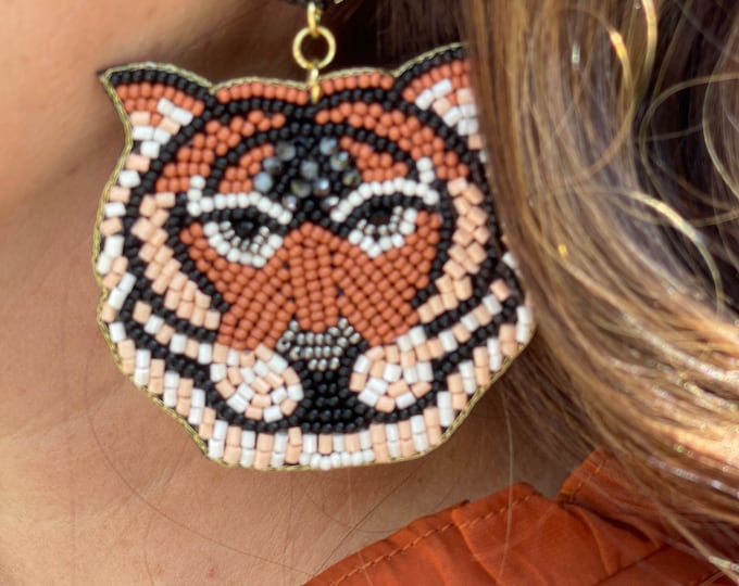 Beaded tigers earrings